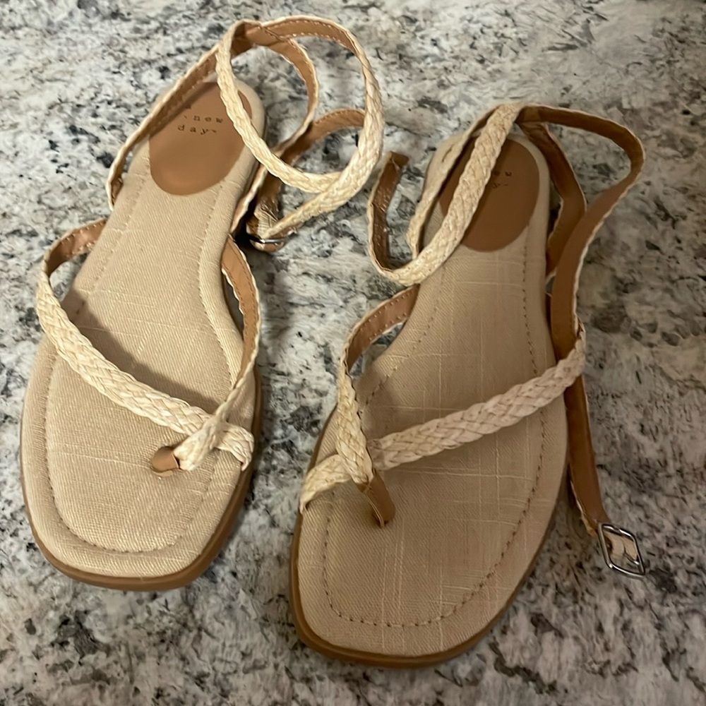 Women's Luisa Ankle Strap Thong Sandals - A New Day™ Beige new beach summer